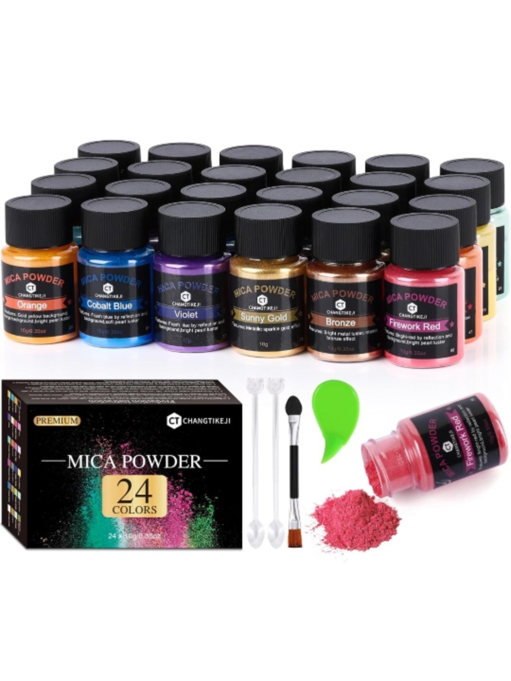 Mica Powder Pigment Set - 24 Colors (Includes Organic Dimethicone)